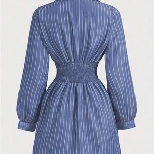 Elegant Blue Striped Dress